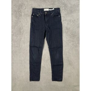 Free People Jeans Womens 25 Blue Denim Hi Rise Skinny Stretch Dark Wash